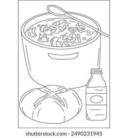 gumbo food dish coloring book page for kids or grown adults coloring book mindful relaxation activity