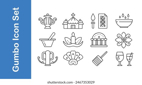 Gumbo Icon Set with editable vector. 