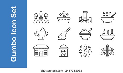 Gumbo Icon Set with editable vector. 