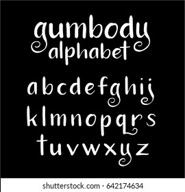 Gumbody vector alphabet lowercase characters. Good use for logotype, cover title, poster title, letterhead, body text, or any design you want. Easy to use, edit or change color. 