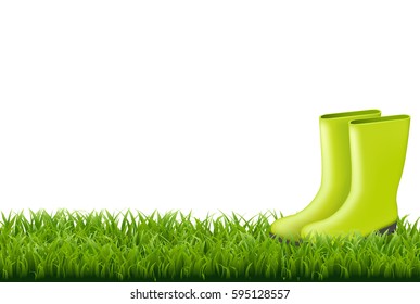 Bota De Goma Con Borde De Grasa Verde