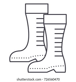 gumboots vector line icon, sign, illustration on background, editable strokes
