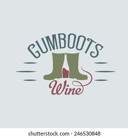 gumboots wine retro design negative space concept