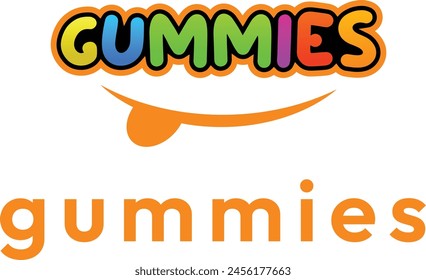 gummies logo, logo from gummies with shapes and colors resembling gummies, Gummy candy logo vector illustration