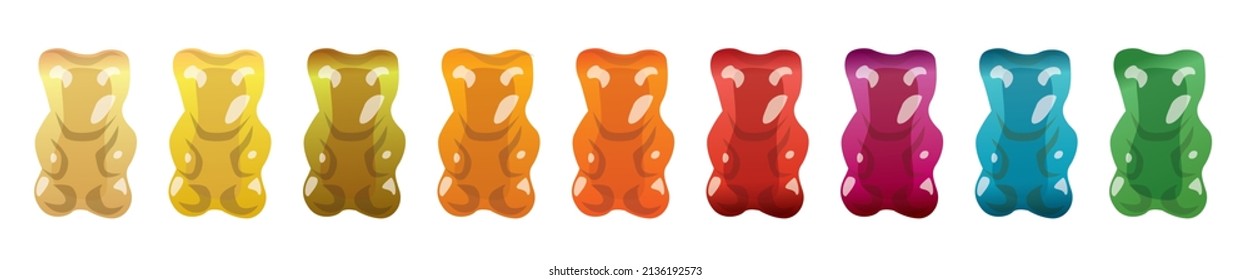 Gummy Bear Candy isolated on white. Jelly Bear vector illustration.