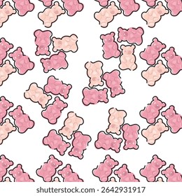 Gummy bear candy pattern. Vector illustration