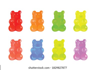 Gummy bear candy set. vector