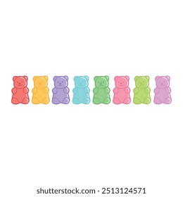 Gummy Bear Candy Vector Image, Gummy Bears jelly Vector, Candy Bear Shaped Vector, Colorful Bear Candy Image, Cute Bear Vector.