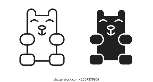 Gummibärchen Ikone Set, Linie und schwarzen Glyphe Stil für Lebensmittel App Website.