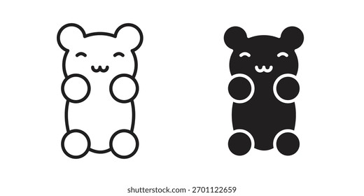 Gummibär Symbol, Vektorsymbol, flach und trendige Strichlinie Pack