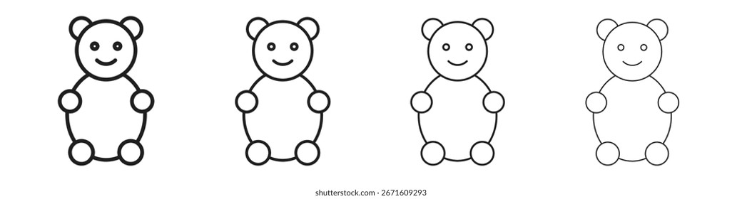 Gummibärchen-Symbol, Vektorgrafik, Linien-Design-Symbol. Bearbeitbare Striche.