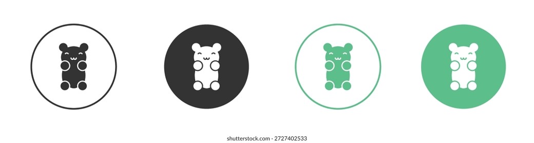 Gummy bear icons concept set. Glyph Vector Illustrations