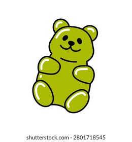 Caramelo de Gominola de Oso. Ilustración de bocadillo de gelatina dulce lindo. Icono de caramelo de oso de azúcar masticable.