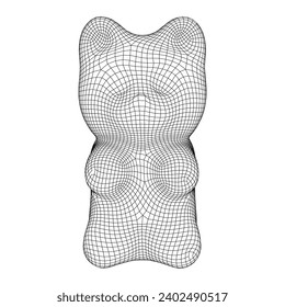 Gummibär. Gelee-Süßigkeiten. Wireframe Low-Poly-Mesh, Vektorgrafik