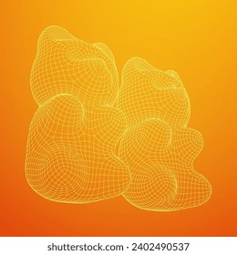 Gummy bear. Jelly fruit candy. Wireframe low poly mesh vector illustration