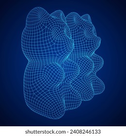 Gummibär. Gelee-Süßigkeiten. Wireframe Low-Poly-Mesh, Vektorgrafik