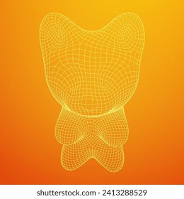 Gummy bear. Jelly fruit candy. Wireframe low poly mesh vector illustration