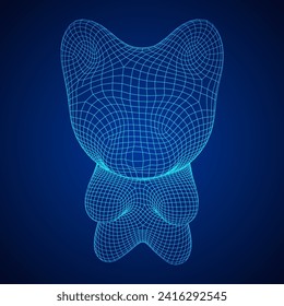 Gummy bear. Jelly fruit candy. Wireframe low poly mesh vector illustration