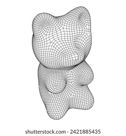 Gummy bear. Jelly fruit candy. Wireframe low poly mesh vector illustration