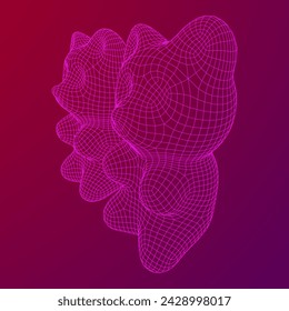 Gummy bear. Jelly fruit candy. Wireframe low poly mesh vector illustration