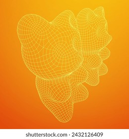 Gummy bear. Jelly fruit candy. Wireframe low poly mesh vector illustration