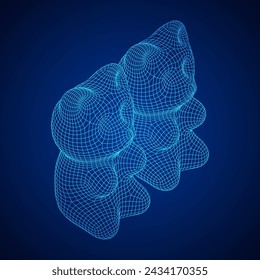 Gummy bear. Jelly fruit candy. Wireframe low poly mesh vector illustration