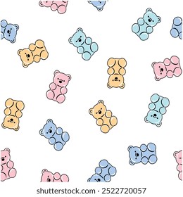 Gummy Bear Seamless pattern, Colorful vector illustration.