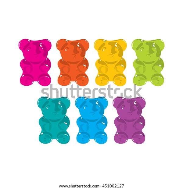 Gummy Bear Seven Colors Stock Vector (Royalty Free) 451002127