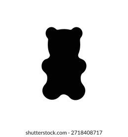 Diseño plano de Vector de silueta de oso gomoso sobre fondo blanco.