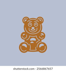 Gummy bear vector colored icon illustration on light blue background