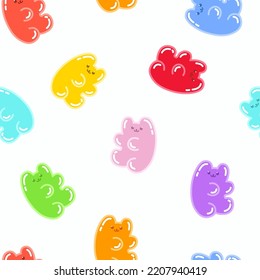 Gummy bears. Cute vector seamless pattern