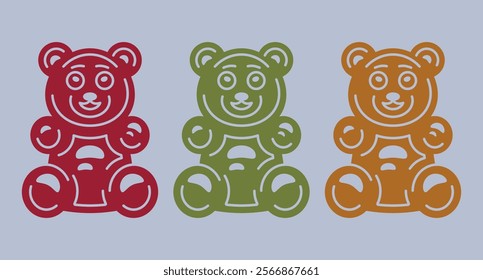 Gummy bears vector colored elements on light blue background