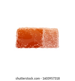 Gummy candy isolated marmalade. Vector orange taste fruit jelly with sugar sprinkles