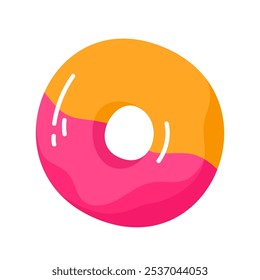 Donut de goma. Dulces de gelatina masticables afrutados. Sabroso bocadillo de gelatina. Donut azucarado. Ilustración vectorial en estilo de dibujos animados. Fondo blanco aislado.
