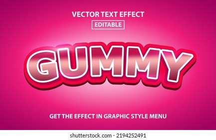 Gummy Editable 3D Text Effect Template - Pink 3D lettering with chewy bubble gum theme