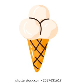 Cono de helado de goma. Dulces de gelatina masticables afrutados. Sabroso bocadillo de gelatina. Una golosina azucarada. Ilustración vectorial en estilo de dibujos animados. Fondo blanco aislado
