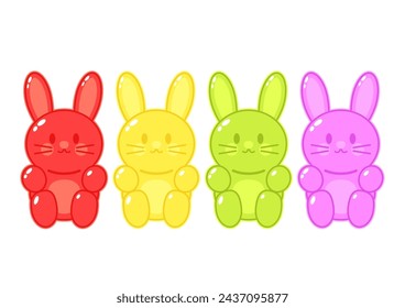 Gummy rabbit jelly candy vector. Rabbit jelly vector.