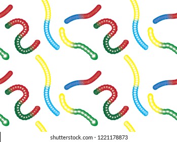 Gummy Worm Cartoon Background Seamless Wallpaper