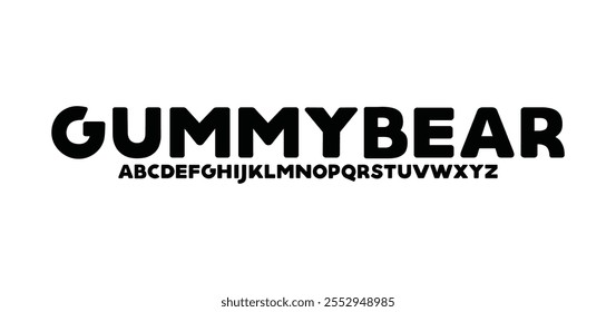 Gummybear, moderne abstrakte digitale Schriftart. Logo kreative Schriftart, Typ, Technologie, Film, digital, Musik, Film. Schriftart und Illustration im Vektorformat.
