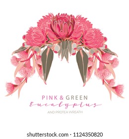 Gumnut Pink Protea Wreath