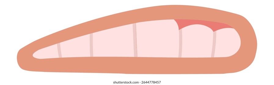 As gengivas que revestem os dentes exibem sinais de gengivite, uma doença gengival predominante caracterizada por gengivas vermelhas inchadas que sangram facilmente e indicam possíveis problemas de saúde bucal