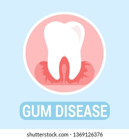 Gums Disease, Dentistry Flat Banner Vector Concept. Dental Clinic, Stomatology Poster. Orthodontic Illness, Problem Illustration with Typography. Tooth Sickness Treatment, Oral Hygiene