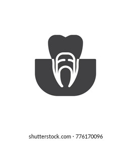 Gums Tooth Icon Vector, Filled Flat Sign, Solid Pictogram Isolated On White. Symbol, Logo Illustration.