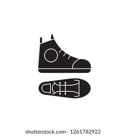 Gumshoes black vector concept icon. Gumshoes flat illustration, sign