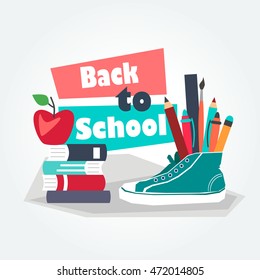 gumshoes.back to school. book.vector illustration