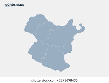 
Gumushane province of Turkey, province map.