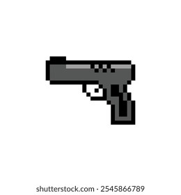 Gun 8-bit icon game element, Gun pixel item for game interface.