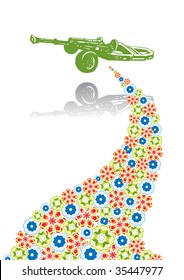 Gun in abstract collage. Format A4. Vector illustration. Isolated groups and layers. Global colors.