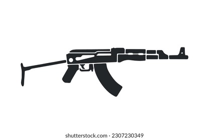 Gun ak 74 u. Weapon vector illustration.