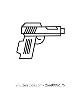 Pistola con icono de munición Conjunto de Vector plano Ilustración vectorial de contorno para Web y App..eps
